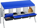 Chicken Nesting Box, 4-Hole Wall Mount Metal Chicken Nesting Box with Rollout Egg Collection & Easy-Clean Pull Out Tray, Roll Away Hen Roosting Boxes