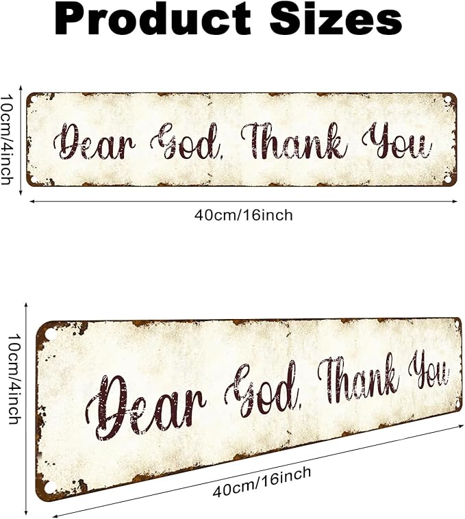 Dear God Thank You Aluminum Sign 4x16 Inch - Rustproof Religious Wall Decor for Home and Garden - Inspirational Hanging Plaque Indoor/Outdoor - Perfect Christian Gift (Vintage Style)