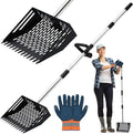 Chicken Poop Scooper, 10 Inch 2 in 1 Stainless Steel Sand Sifting Shovel & Rake with 35" to 62" Adjustable Length, Durable Litter Cleaner with Detachable Handle for Chicken Coop Farm Animal(Black)