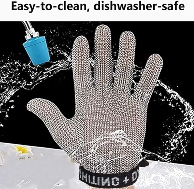 Metal Cut Resistant Chainmail Gloves, Food Grade Safety Chef Meat Cutting Safety Work Gloves, Easy to Clean (Size : 1PCS/XXS)