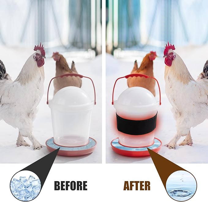 Thermostat Chicken Waterer Heater Self-Regulating Heating Bucket Belt for 2-5Gal Bucket with 6ft Power Cord for Freezing Winter Thermostat Chicken Water Insulation (Upgrade 1set)
