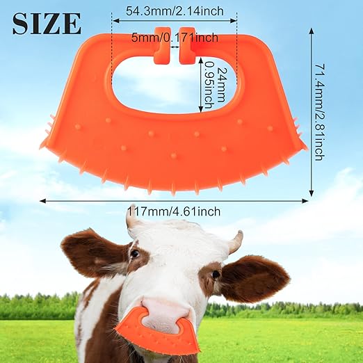 PAGOW 10 Pack Calf Weaner, Cattle Cow Weaning Tool, Farm Livestock Bovine Nose Clip, Cow Nose Thorn Milking Stop