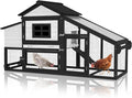 Chicken Coop Expandable Chicken House for Outdoor with Wheels Nesting Box, Leakproof Pull-on Tray, and UV-Resistant Roof Panel - White