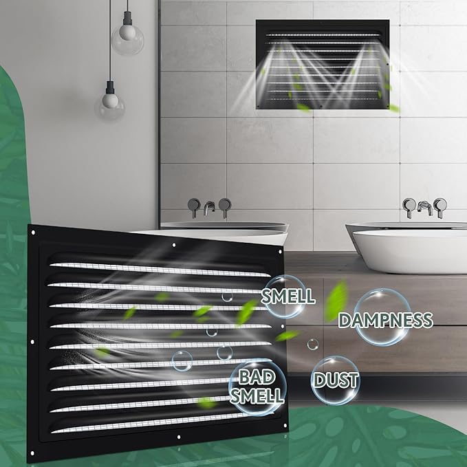 2 Pcs Aluminum Attic Vents 12" x 8" Metal Gable Wall Mesh Shed Vent with Screen Square Louver Grille for Exterior Door House Attic Garage Ceiling Chicken Coop