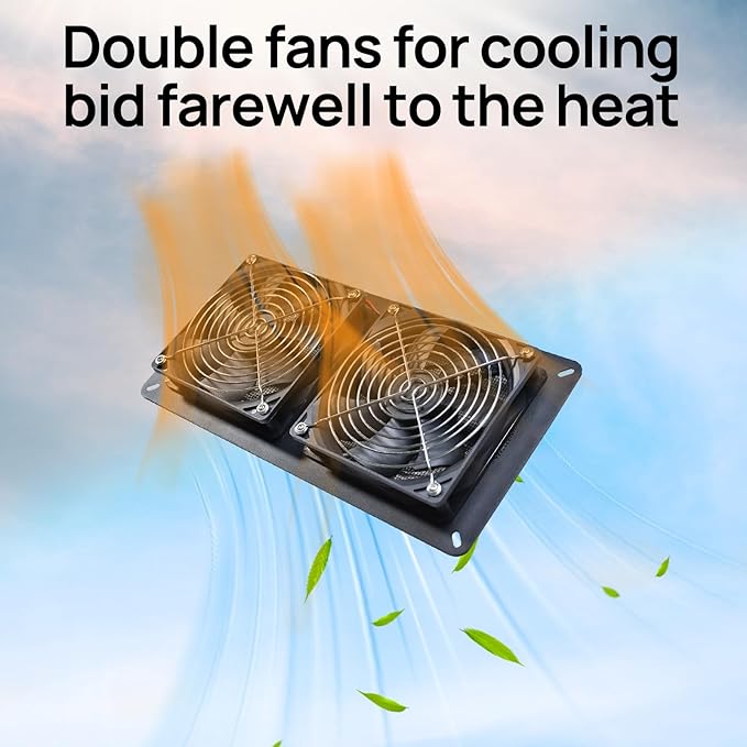 DC HOUSE 20W Solar Powered Exhaust Fan for Chicken Coops Greenhouses Sheds Pet Houses and Windows Waterproof and Easy Plug and Play Installation Max Applicable Space 880ft3 (25 m3)