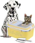 Sanbo Cat Food Storage Container Stainless Steel with Scoop, Airtight Pet Metal Food Storage Bin,Cat Food Canister,Storage Box with Date Tracker for Kitchen (Yellow, 10L)