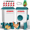 Chicken Feeder and Waterer Set, 1.9 Gallon/17.7 Pounds, Automatic Chicken Feeders and Chicken Waterer, Detachable for Chick, Duck & Quail Coop Use, Outdoor Farm & Backyard (Upgraded)