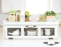 Felt Creative Home Goods Farmhouse Chicken Wire Countertop Shelving Organizer, Decorative Kitchen Pantry Storage Cabinet, Rustic Counter Storage Display, Country Kitchen Island Decor (White)