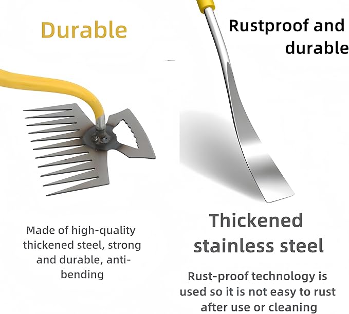 2 Pack Weed Puller Tool, Hand weeder tool, Stainless Steel Weeding Digger Tool.Upgrade 11 Teethes Dual Purpose Manual Multifunctional weed remover tool for Vegetable Gardening Backyard Farm