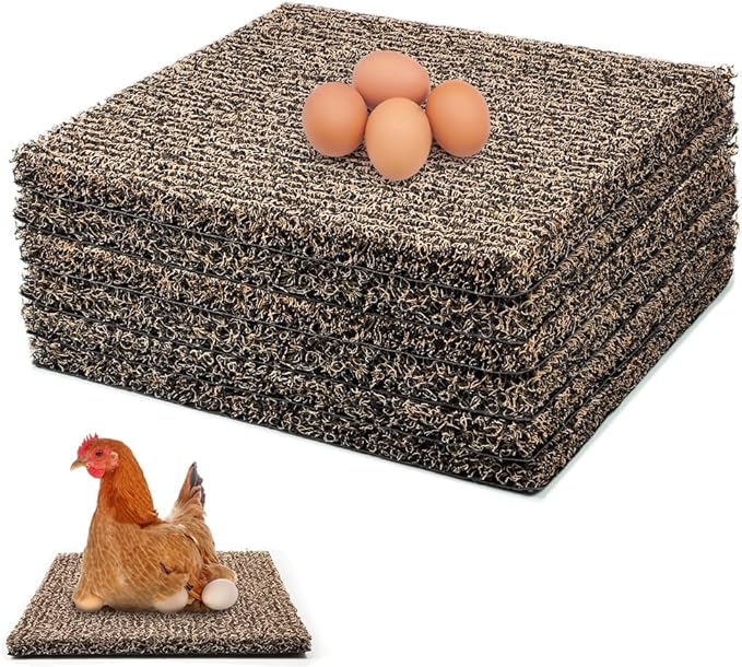 6 Pack Nesting Pads for Chicken Coop, 12"x12" Chicken Nesting Box Pads for Laying Eggs, Washable Nest Box Pads for Chicken Hen Small Pets on Garden Lawn Indoor Outdoor (Brown)