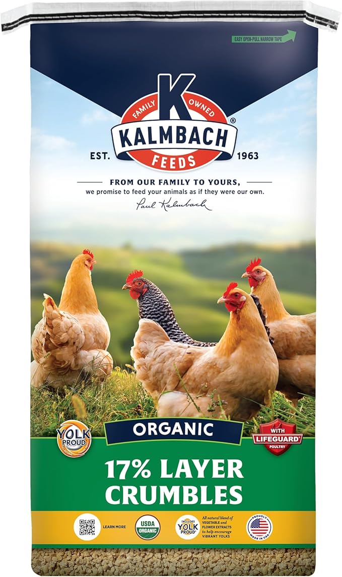 Kalmbach Feeds 17% Organic Crumbles Feed for Layer Chickens, 50 lb Bag
