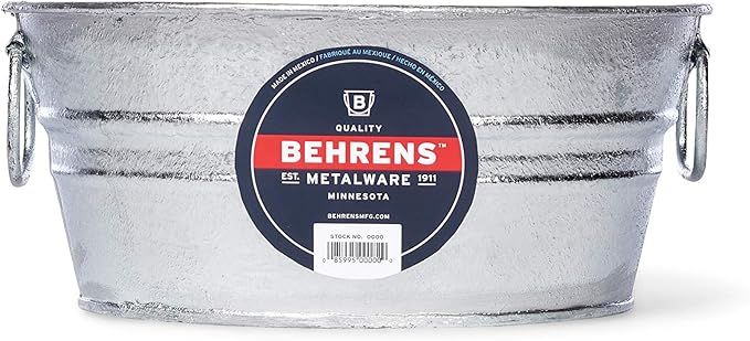 Behrens 103LFT 1.5 Gallon Hot Dipped Steel Low Flat Tub, Silver