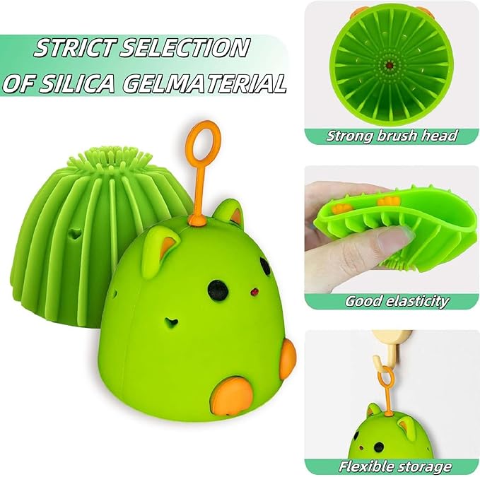 Egg Wash Brush for Fresh Cleaning Eggs Egg Washer The Reusable Egg Scrubber Egg Scrubber is A Cute Cat Shaped Practical Kitchen Gadget (Light Grey 2PCS)
