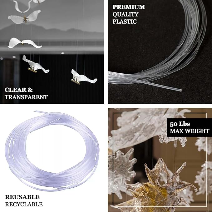 Efavormart 9 FT Clear Plastic Craft Wire, Invisible Hanging Wire for Flower Arrangements for DIY, Bouquet Wrapping, Craft Projects Finishing, Binding, Flower Bouquets Production, Decoration