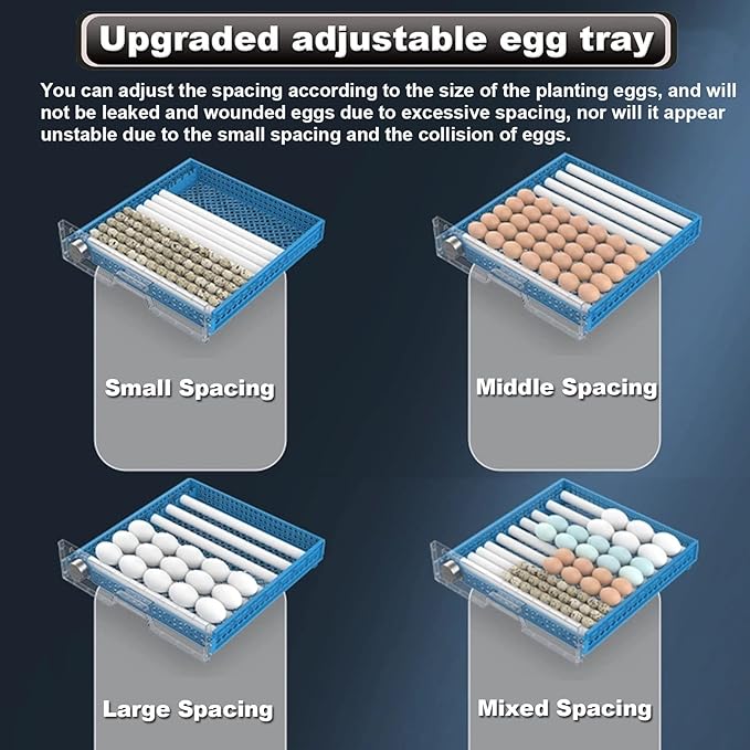 Egg Incubator, 192/256/500 Egg Incubator, Poultry Hatcher Machine with Automatic Egg Turning, Temperature & Humidity Control and LED Screen, General Purpose Incubator for Chickens Ducks Birds,256