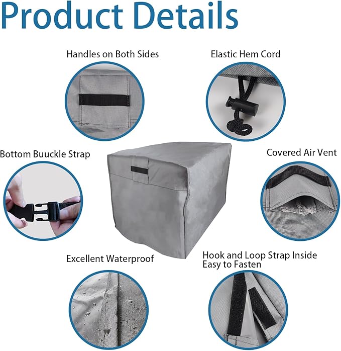 Waterproof Universal Generator Cover 24 x 18 x 20 inch for Predator 3500 Predator 4375 Wen 3800 Honda EU3000iS,Heavy Duty Thicken 600D Polyester,Weather and UV Resistant,Grey