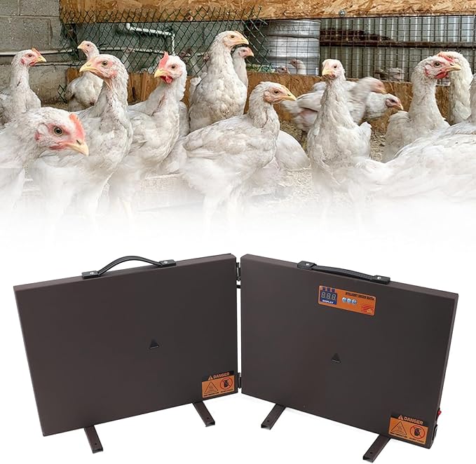 Foldable Chicken Coop Heater, 150W Chicken Coop Heater Coffee Color, Temperature Adjustable Power Failure Prevention with Timer Digital Display Chicken Coop Warmer for Outdoor (L)