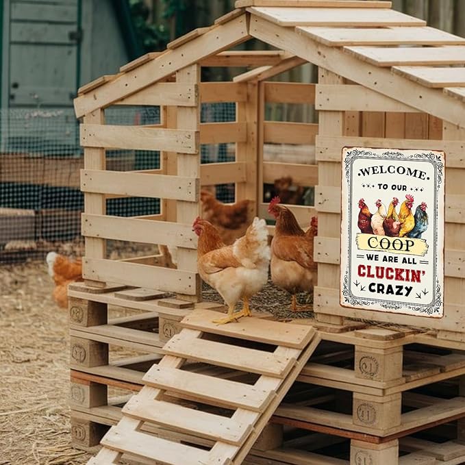 Welcome to Our chicken Coop Funny Chicken Sign for Vintage Farmhouse Decor-Chicken Coop Signs for Chicken Lover Gifts and Farm Kitchen Outdoor Garden Yard Decor,8x12inch