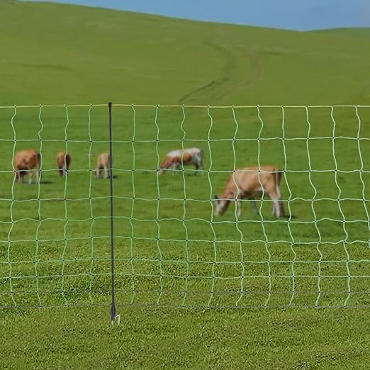 Electric Fence Netting, 50"H X 164'L Portable PE Net Fencing with Stakes Electric Poultry Enclosure for Goats, Pigs, Dogs for Backyards, Homesteads, Gardens, Farms (Green)