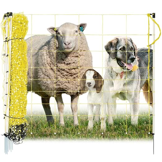 Premier 1 Portable Electric Sheep & Goat Net Fence with Built-in Posts | Yellow – 35"H x 164'L