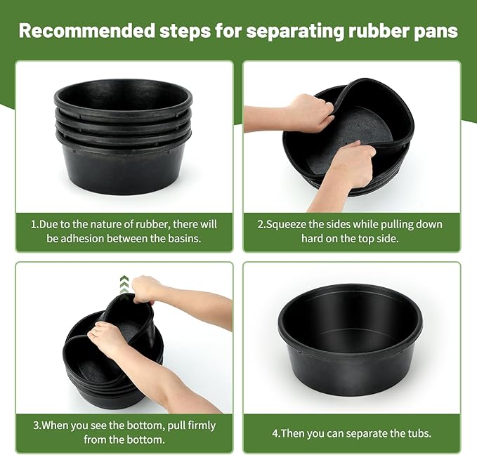2Pcs Rubber Feed Pan, 1 Gallon Horse Feed Bucket Utility Feed Bucket, 10.6 x 4.1Inches Rubber Bowl Chicken Dust Bath Livestock Water Bowl for Pig Goat Chicken Dogs Farm Small Animal