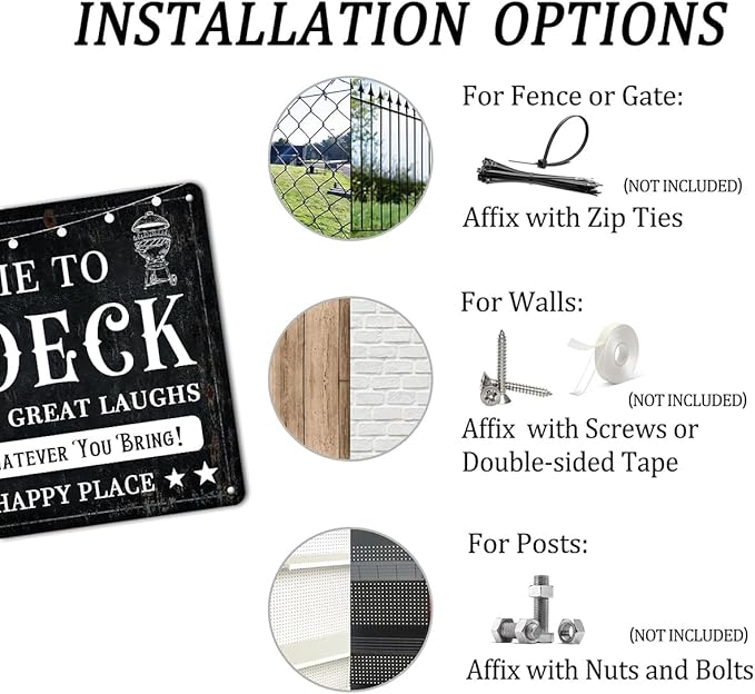 Generic Welcome to the Deck Deck Metal Tin Sign Backyard Accessories Decor Outdoor Vintage Metal Tin Signs Farmhouse Part Patio Porch Home Wall Decorations 8x12 Inches