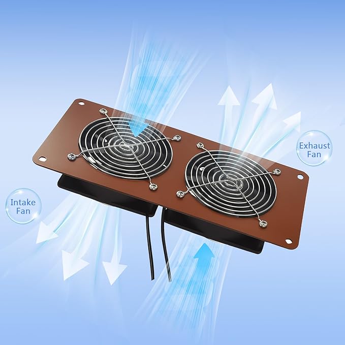 FUTUREZEN Solar Panel 2 Fan Kit, 20W Solar Powered Fan for Chicken Coops, Greenhouses, Sheds, Solar Exhaust Fans & Powered Fan with Intake, Exhaust, 3500RPM, Waterproof, Adjustable Mount, 8.8FT Cable