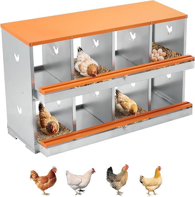 8 Compartment Chicken Nesting Box, Nesting Boxes for Chickens, Chicken Laying Boxes to Protect Eggs, Easy to Clean