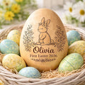 Personalized Wooden Easter Egg – Custom Engraved Bunny Name Egg, Baby First Easter Keepsake Gift, Rustic Wood Bunny Decor, Cute Basket Stuffer for Kids, Spring Holiday Gift for Baby Boy Girl/7