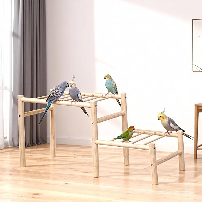 Chick Perch for Coop & Brooder, 25" x 9'' x 11" Wooden Chick Roosting Ladder for Pet's Healthy & Happy, Easy to Assemble, Jungle Gym & Toys for Poultry, Suitable for Backyard Farm