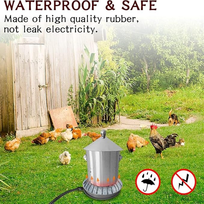 Chicken Water Heater 13'' Chicken Drinker Heated Base for Metal Poultry Founts Poultry Water Heater Base for Chicken Turkey Goose Duck Pigeon Drinker in Winter