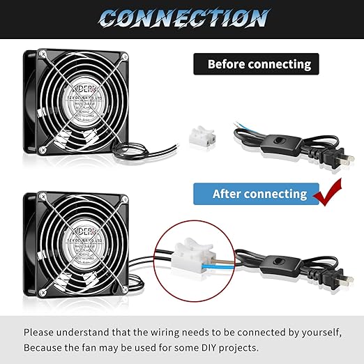 AC Axial 110V 120V 120mm x 38mm Dual Ball Big Airflow Fan for DIY Window Exhaust, Kitchen, Chicken Coop Ventilation, Electric Radiator, Greenhouse, Small Box Cooling