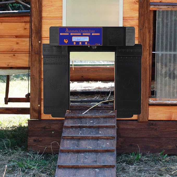 Auto Chicken Coop Door, Smart Solar Automatic Chicken Coop Door IP45 for Duck for Poultry (Black)