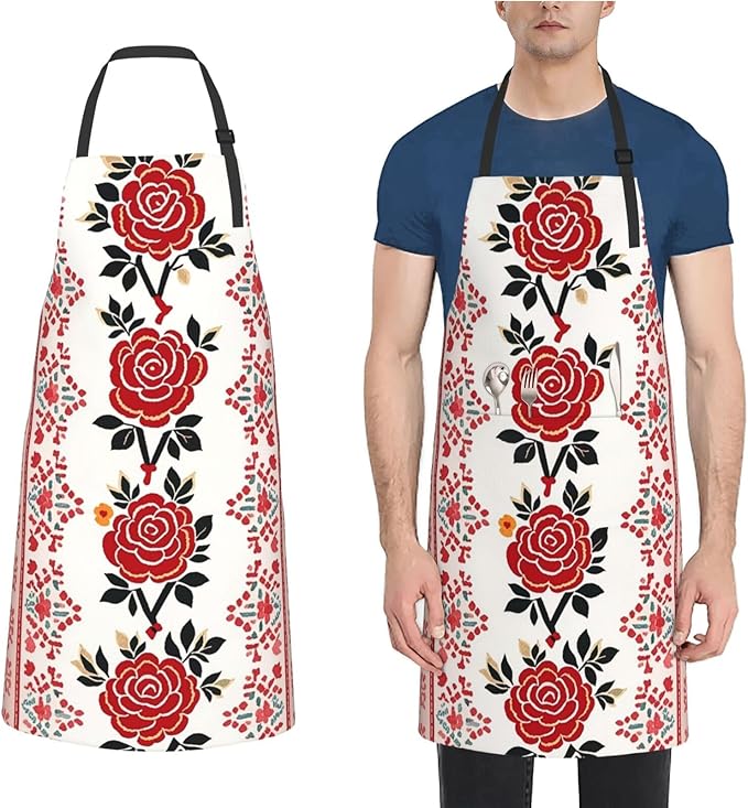 Waterproof Apron Adjustable Bib for Women Men Vintage Nautical White Ship Cooking Aprons Chef Bibs with 2 Pocket
