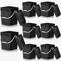 Mumufy 8 Pcs 3.5 Gallon Square Food Grade Bucket with Lid Square Bucket Pail Plastic Handles for Long Term Food Storage, Camping, Fishing, Home Organization Easy Stack and Store (Black)