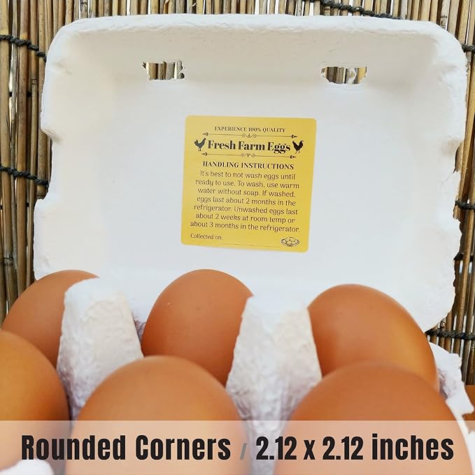 100 Pack Premium Fresh Farm Eggs Handling Instructions Stickers Labels |Care Accessories | Egg Blank Cartons 4 6 12 15 18 30 48 50 Count Basket Box Container Storing Extra Organizer -M10SS100