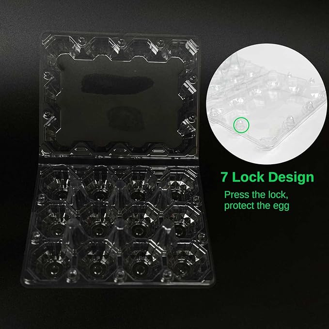 100-Pack of 12-Count Plastic Egg Cartons – Bulk Clear Reusable Egg Containers Holds Chicken Eggs | Eggs 12 Count,Egg Cartons Cheap Bulk,Suitable for farms, markets and families.