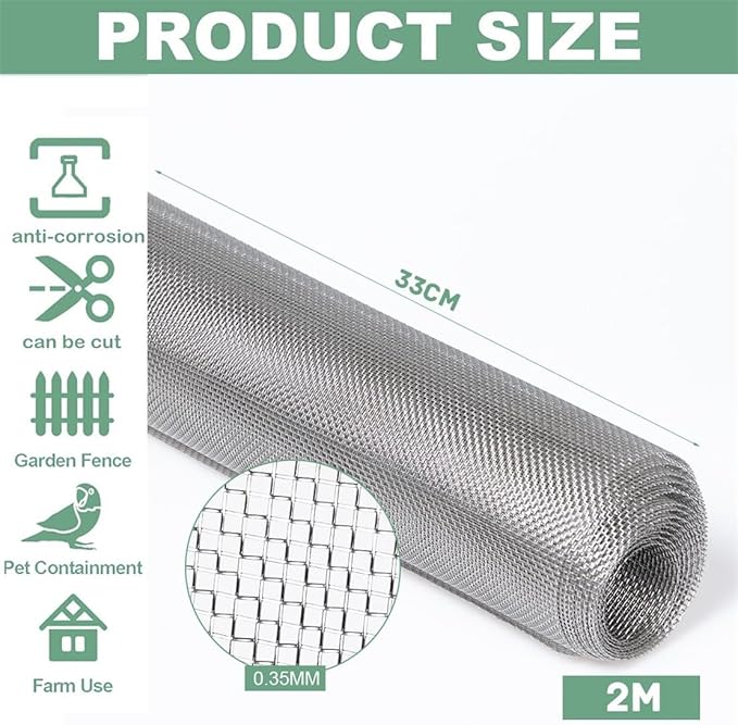 Wire Mesh Roll 13in x 6.56ft Chicken Wire Fence Durable Stainless Steel Mesh Screen Easy to Cut for DIY Project Garden Vent Cover