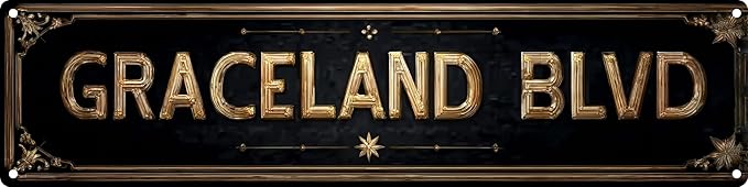 Vintage Tin Graceland Blvd Sign Retro Metal Sign Suitable For Home Street Shop Garage Bar Farm Garden - Multi-Purpose For Indoor/Outdoor Use Plaque 4x16 Inch