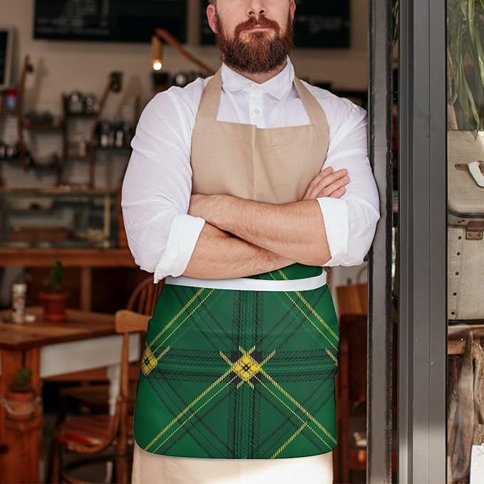 Half Apron with 3 Pockets Chef Cooking Kitchen Restaurant Aprons for Women Men