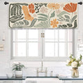 Colorful Abstract Flower Kitchen Curtain Valance 54W x 18L Inch Minimalist Matisse Funky Groovy Art Aesthetic Spring Rod Pocket Short Cafe Small Window Treatment Drapes Decor