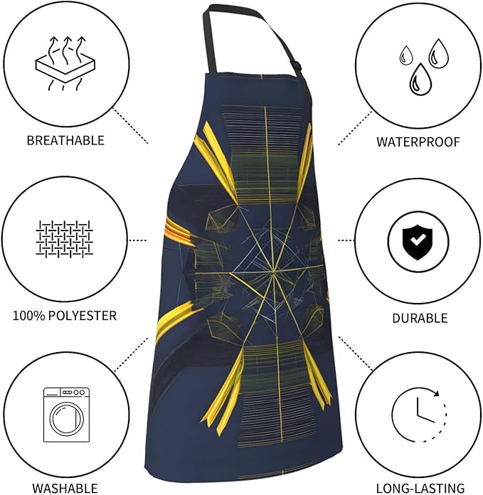 Multidimensional Space Heavy Duty Waterproof Apron with Pockets for AdultsResistant Grilling, Gardening, Painting