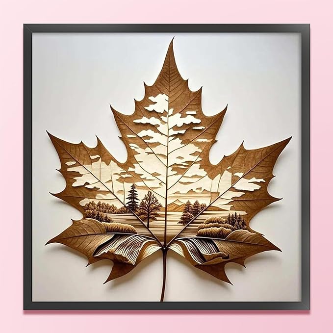 Dead Leaf Forest Stamped Cross Stitch Kits for Adults Beginners - 45x45cm 11CT Pre-Printed Embroidery Needlepoint Starter Kit, DIY Craft Perfect for Home Wall Decor Gift and Seasonal