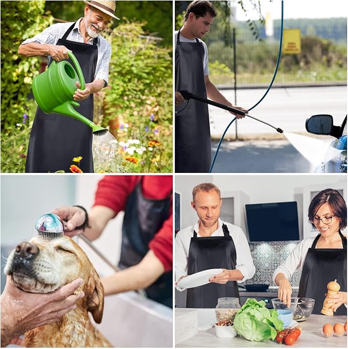 Homsolver Waterproof Rubber Vinyl Apron for Unisex Adult, Adjustable, Lightweight, Chemical Resistant Extra Long Work Apron
