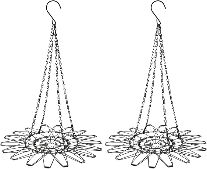Hanging Chicken Feeder, 9.2 inches Large Poultry Vegetable Fruits Feeder Basket with 4Pcs Hanging Stainless Chain, Veggie Treat Ball for Chicken,Hens,Duck,Rabbit Coop(Size:2pcs)