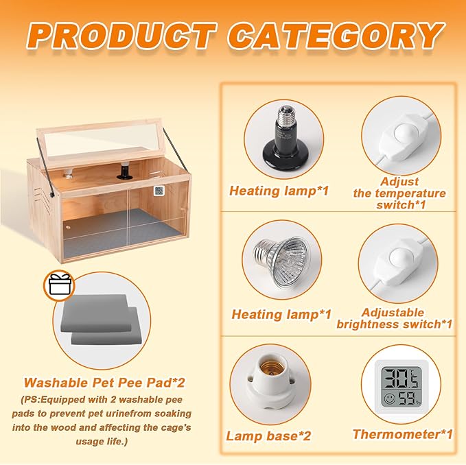 Chick Brooder Box,Brooder Box for Chicks,24" Lx16 Wx15 H, Ducks,Chicken Coop,Quail Cage,Quail coop,2 Washable Liners，Adjustable Temperature Control