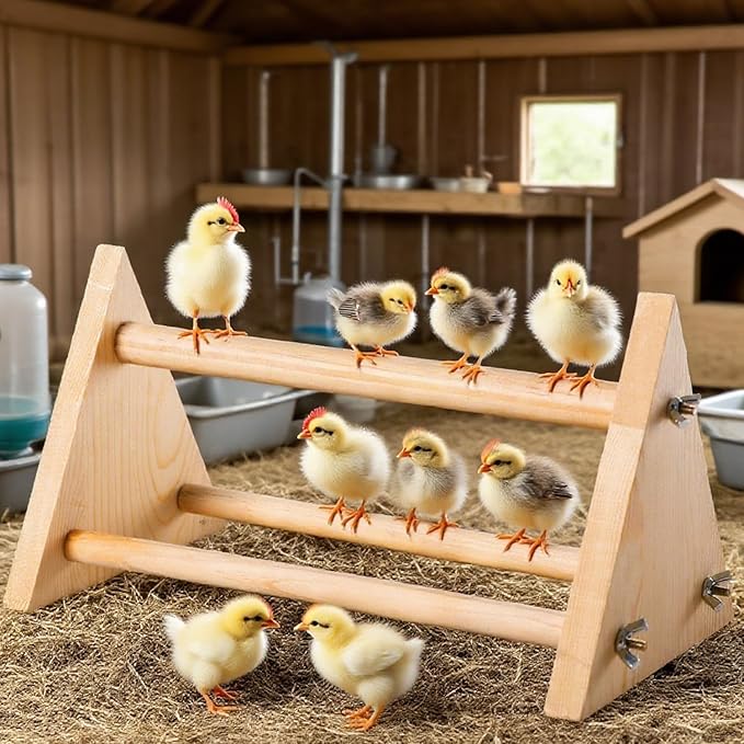 Chicken Perch for Coop -size13 L x 5.9" W x 6.5" H- Heavy Duty Poultry Roosting Bar with Natural Pine Wood-Durable Chicken Coop Accessories，Chick Perch Training Toys for Bird Baby Chicks Parrot