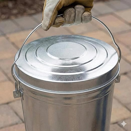 6 Gallon Galvanized Steel Storage Can with Locking Lid – Heavy Duty Metal Pail for Pet Food, Bird Seed, Ash & Charcoal, Rust Resistant & Weatherproof Outdoor Bin