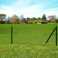 82x2.6 ft Green Euro Fence Panel Set, PVC Steel Mesh 3x2.5in w/Posts & Anchors, Garden Privacy Screen Yard Dog Pool Barrier