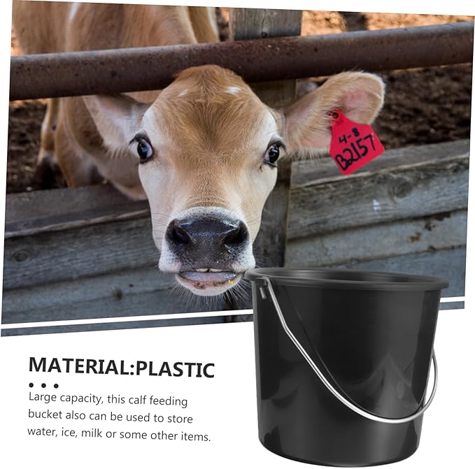 Portable Plastic Feed Bucket with Handle Durable Calf Feeding Container for Farm Home Kitchen Multipurpose Utility Bucket for Water Ice Milk More